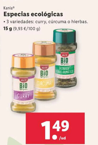 Lidl Kania Especias ecológicas 15 g oferta