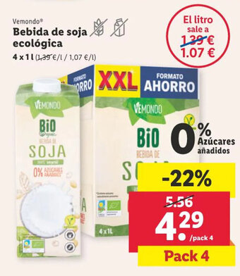 Lidl Vemondo Bebida de soja ecológica oferta