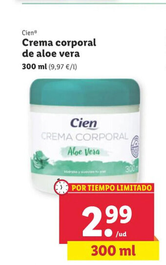Lidl Cien Crema corporal de aloe vera 300 ml oferta