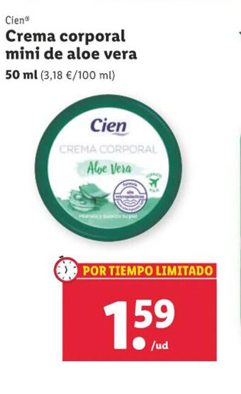 Lidl Cien Crema corporal mini de aloe vera 50 ml oferta