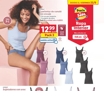 Lidl Camisetas de canalé con encaje oferta