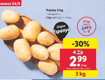Lidl Patata 3 kg oferta