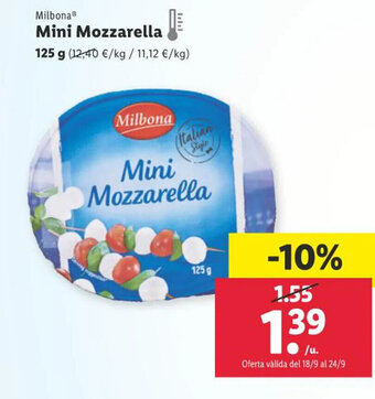 Lidl Milbona Mini Mozzarella 125 g oferta