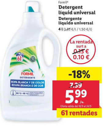 Lidl Formil Detergent líquid universal oferta