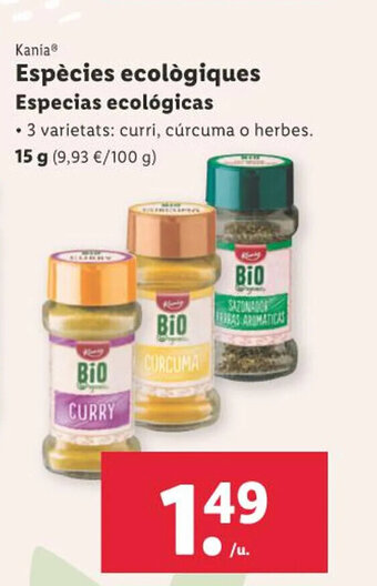 Lidl Kania Espècies ecològiques oferta