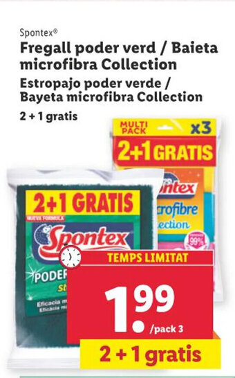 Lidl Spontex Fregall poder verd / Baieta microfibra Collection oferta