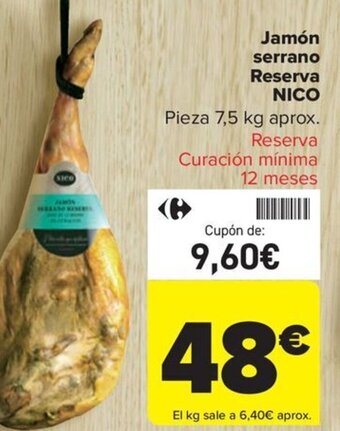 Carrefour Jamón serrano Reserva NICO oferta