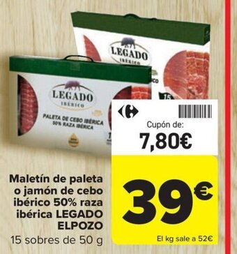 Carrefour Maletín de paleta o jamón de cebo ibérico 50% raza ibérica LEGADO ELPOZO oferta