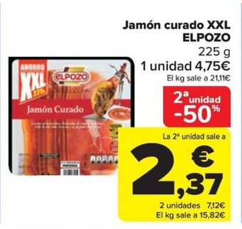 Carrefour Jamón curado XXL ELPOZO 225 g oferta