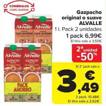 Carrefour Gazpacho original o suave ALVALLE oferta