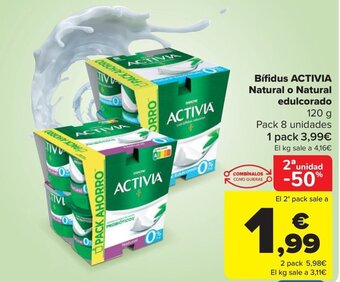 Carrefour Bífidus ACTIVIA Natural o Natural edulcorado 120 g oferta