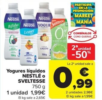 Carrefour Yogures líquidos NESTLÉ O SVELTESSE 750 g oferta