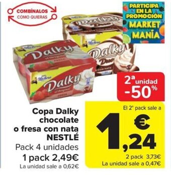 Carrefour Copa Dalky chocolate o fresa con nata NESTLÉ oferta
