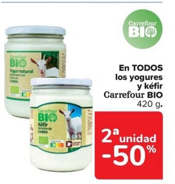 Carrefour EN TODOS los yogures y kéfir Carrefour BIO 420 g oferta