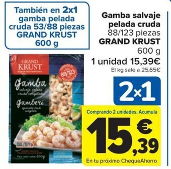 Carrefour Gamba salvaje pelada cruda 88/123 piezas GRAND KRUST oferta
