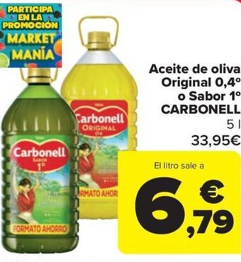 Carrefour Aceite de oliva Original 0,4° o Sabor 1⁰ CARBONELL oferta