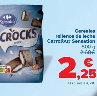 Carrefour Cereales rellenos de leche Carrefour Sensation oferta