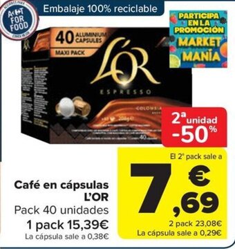 Carrefour Café en cápsulas L'OR oferta