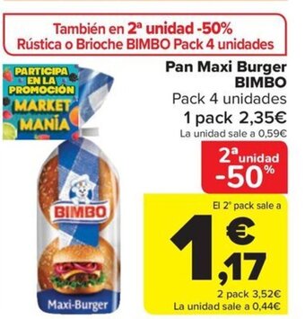 Carrefour Pan Maxi Burger BIMBO oferta