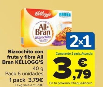 Carrefour Bizcochito con fruta y fibra All Bran KELLOGG'S 40 g oferta