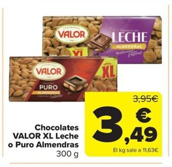 Carrefour Chocolates VALOR XL Leche o Puro Almendras oferta