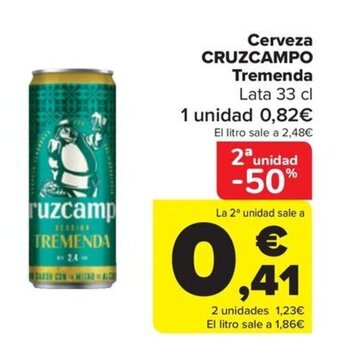 Carrefour Cerveza CRUZCAMPO Tremenda Lata 33 cl oferta