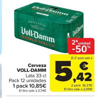 Carrefour Cerveza VOLL-DAMM Lata 33 cl oferta