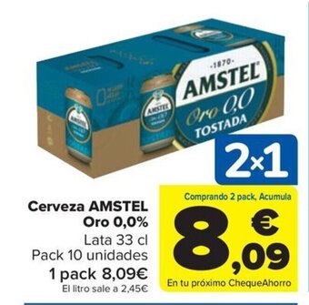 Carrefour Cerveza AMSTEL Oro 0,0% oferta