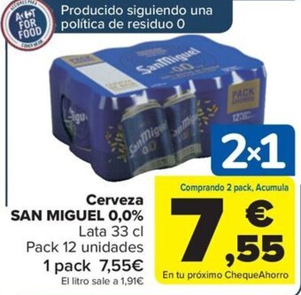 Carrefour Cerveza SAN MIGUEL 0,0% oferta
