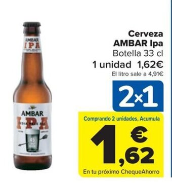 Carrefour Cerveza AMBAR Ipa Botella 33 cl oferta