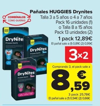 Carrefour Pañales HUGGIES Drynites oferta