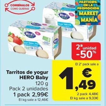 Carrefour Tarritos de yogur HERO Baby oferta