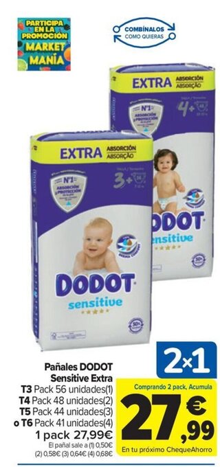 Carrefour Pañales DODOT Sensitive Extra oferta