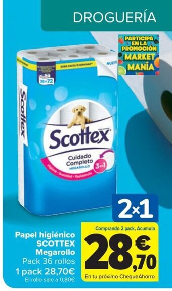 Carrefour Papel higiénico SCOTTEX Megarollo oferta