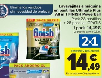 Carrefour Lavavajillas a máquina en pastillas Ultimate Plus All in 1 FINISH Powerball oferta