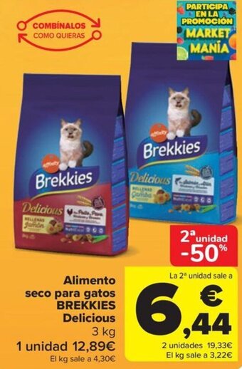 Carrefour Alimento seco para gatos BREKKIES Delicious oferta