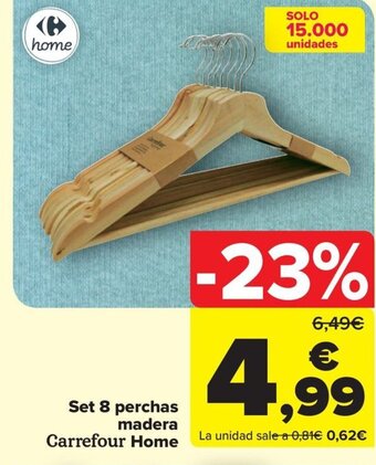 Carrefour Set 8 perchas madera Carrefour Home oferta