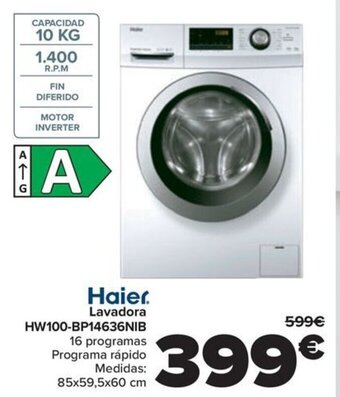Carrefour Haier. Lavadora HW100-BP14636NIB oferta