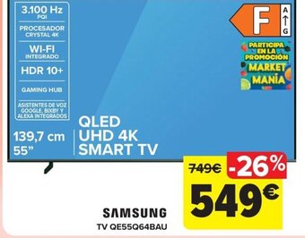 Carrefour SAMSUNG TV QE55Q64BAU oferta