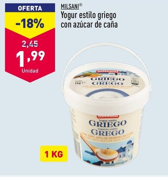 ALDI MILSANIⓇ Yogur estilo griego con azúcar de caña oferta