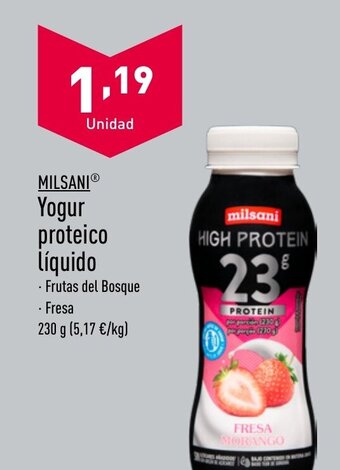 ALDI MILSANIⓇ Yogur proteico líquido oferta