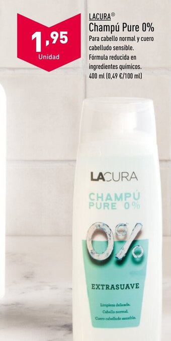 ALDI LACURA CHAMPÚ PURE 0% oferta
