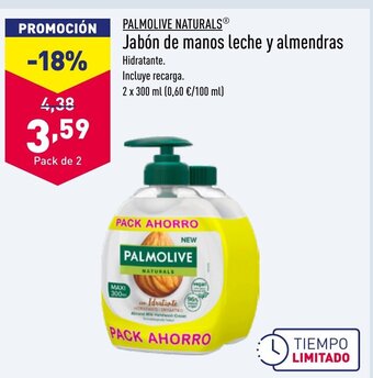 ALDI PALMOLIVE NATURALSⓇ Jabón de manos leche y almendras oferta