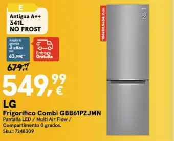 Worten Lg Frigorífico Combi Gbb61pzjmn oferta