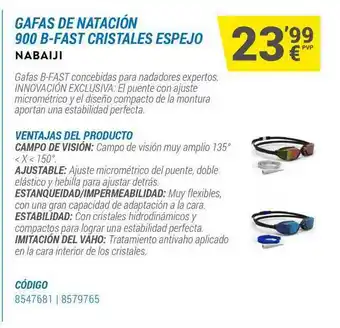 Gafas De Natación 900 B-fast Cristales Espejo Nabaiji