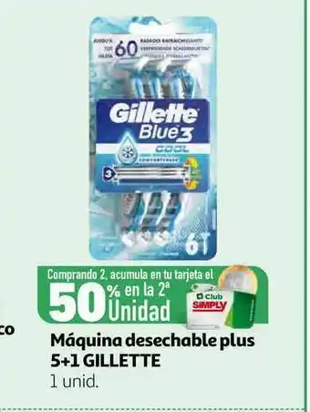 Alcampo 50% En La 2a Unidad Máquina Desechable Plus 5+1 Gillette oferta