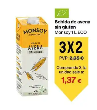 Veritas Monsoy Bebida De Avena Sin Gluten 1L oferta