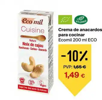 Ecomil Crema De Anacardos Para Cocinar Eco 200ml