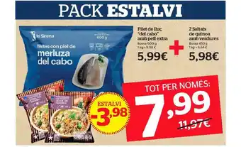La Sirena Pack Estalvi Filet De Lluç Del Cabo Amb Pell Extra + 2 Saltats De Quinoa Amb Verdures oferta