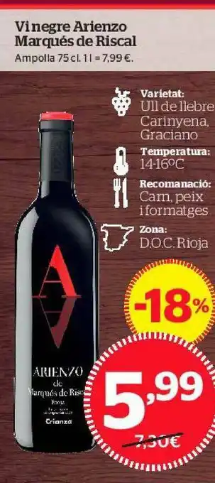 La Sirena Vinegre Arienzo Marqués De Riscal oferta